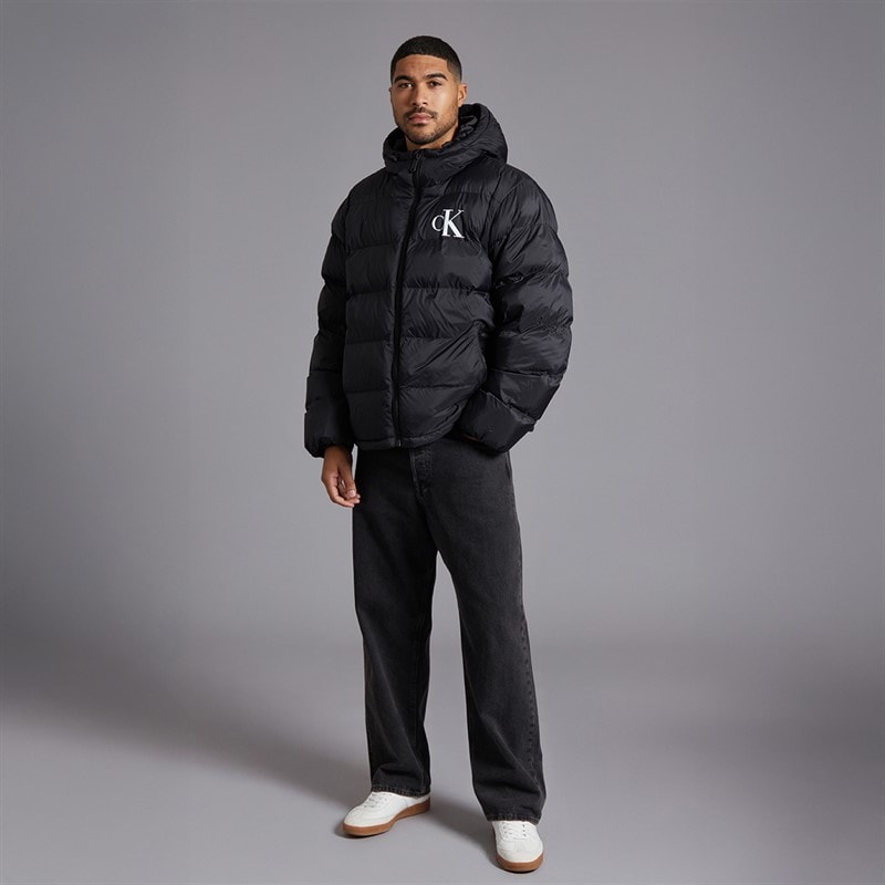 Calvin Klein Mens Monogram Puffer Coat Black - Image 4