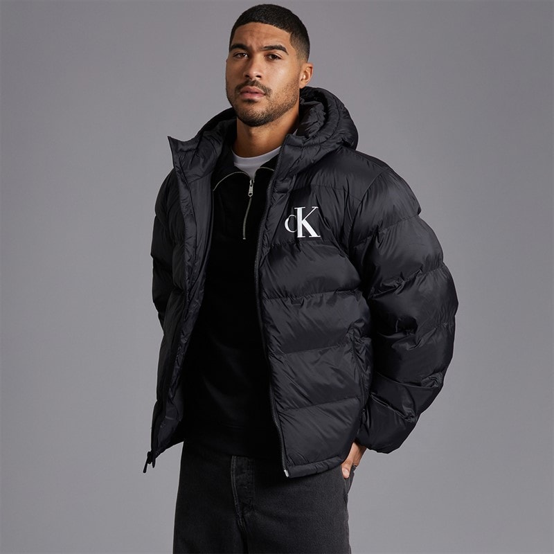 Calvin Klein Mens Monogram Puffer Coat Black - Image 5