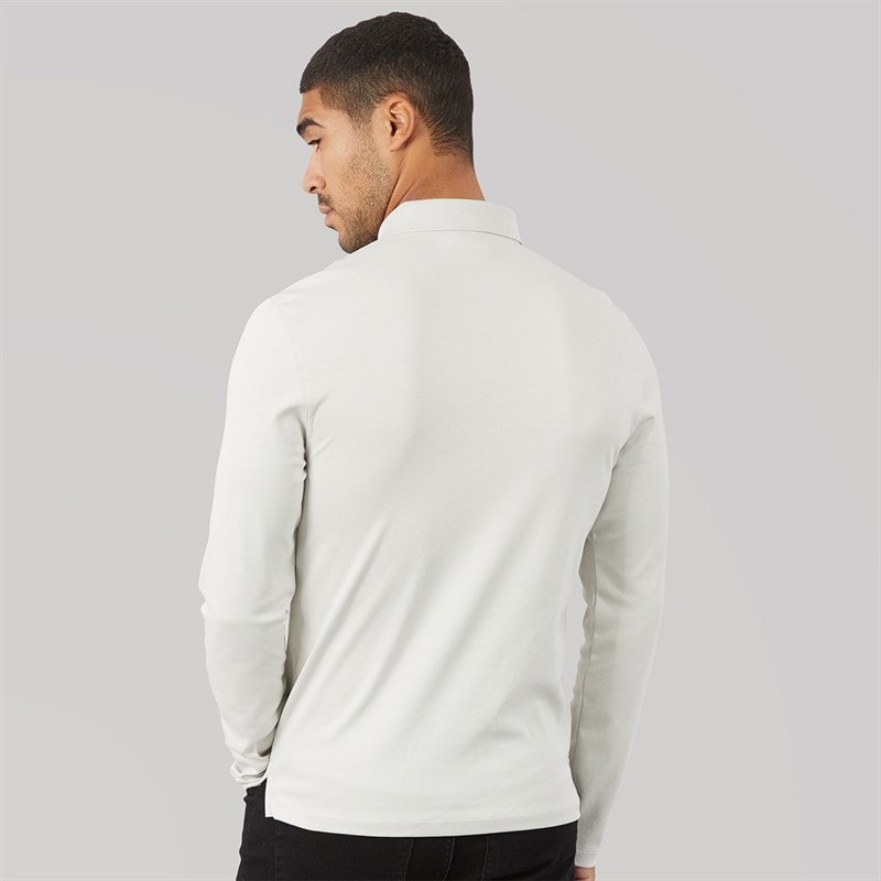 Calvin Klein Mens Long Sleeve Supima Logo Polo Shirt Moonstruck - Image 2