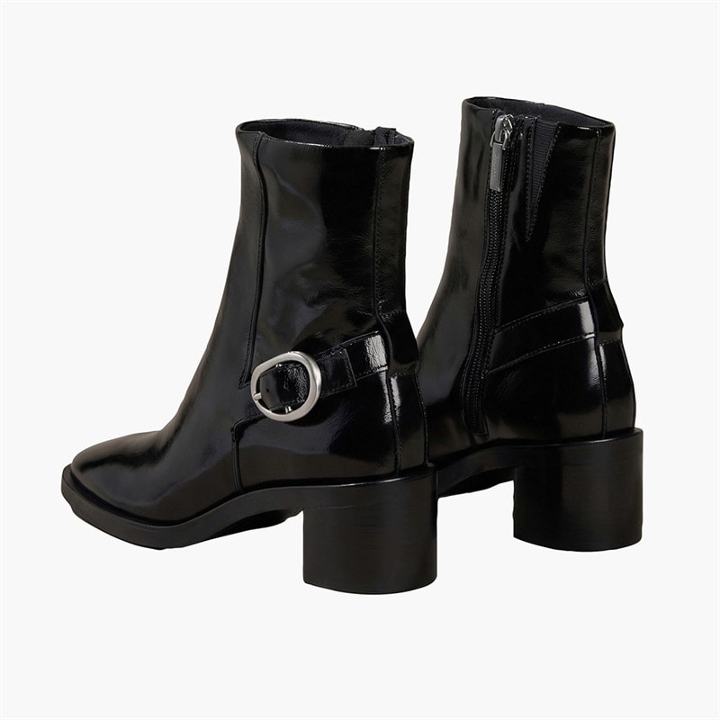 Calvin Klein Womens Block Heel Buckle Detail Boots Triple Black - Image 3