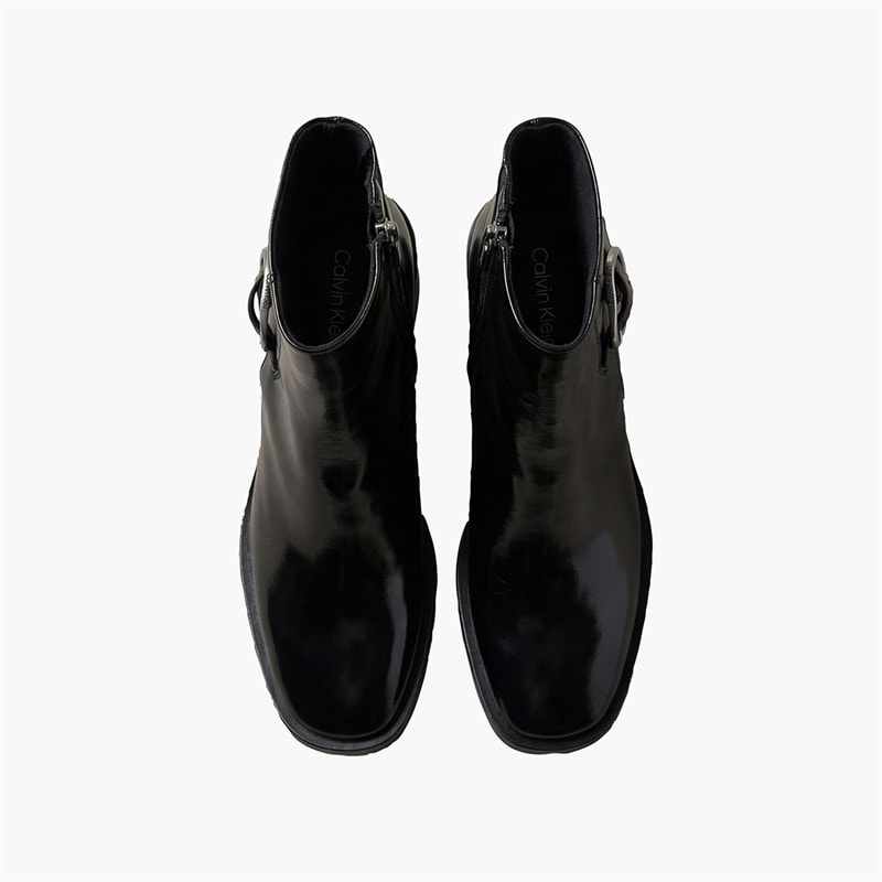 Calvin Klein Womens Block Heel Buckle Detail Boots Triple Black - Image 4