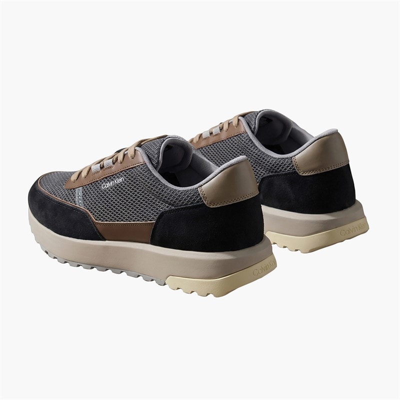 Calvin Klein Mens City Runner Lace Up Trainers Black/Iron Gate/Mid Brown - Image 3