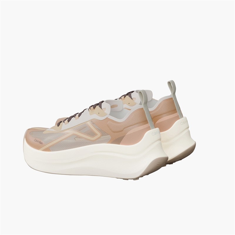 Calvin Klein Womens Chunky Runner Lace Up Trainers Light Cashew/Spanish Villa/Nomad - Image 3