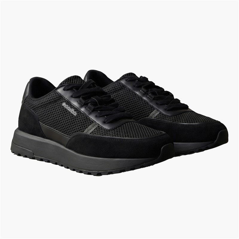 Calvin Klein Mens City Runner Lace Up Trainers Triple Black - Image 2
