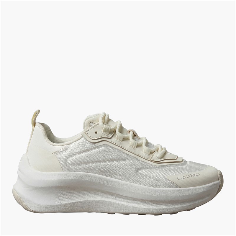 Calvin Klein Womens Chunky Runner Lace Up Trainers Bright White/Marshmallow