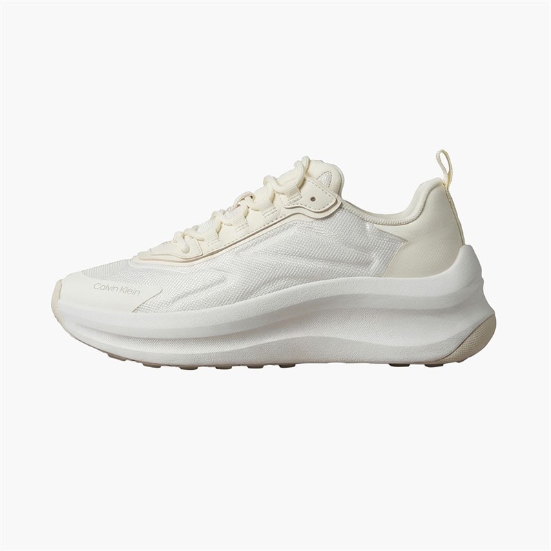 Calvin Klein Womens Chunky Runner Lace Up Trainers Bright White/Marshmallow - Image 4