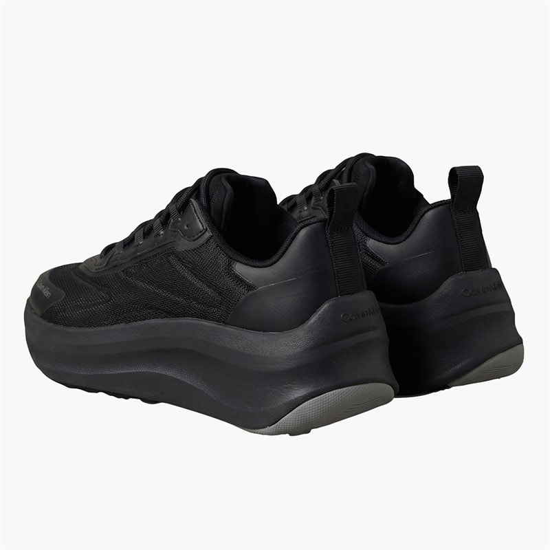Calvin Klein Womens Chunky Runner Lace Up Trainers Triple Black - Image 3