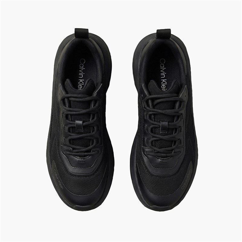 Calvin Klein Womens Chunky Runner Lace Up Trainers Triple Black - Image 4