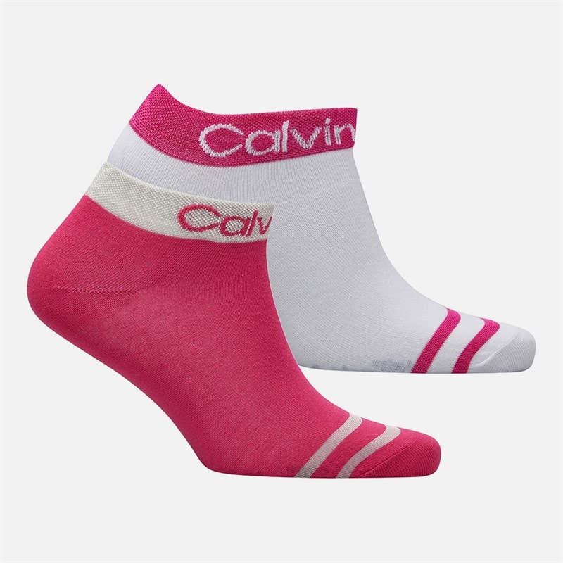 Calvin Klein Womens Two Pack Welt Quarter Socks Magenta - Image 2
