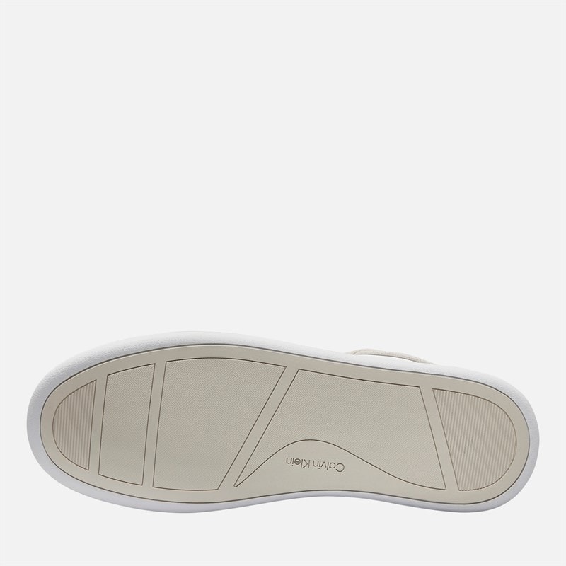 Calvin Klein Womens Leather Low Profile Trainers White/Dark Ecru White/Dk Ecru - Image 2