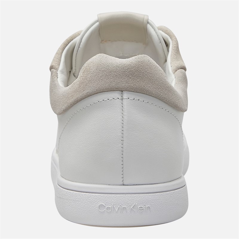 Calvin Klein Womens Leather Low Profile Trainers White/Dark Ecru White/Dk Ecru - Image 3