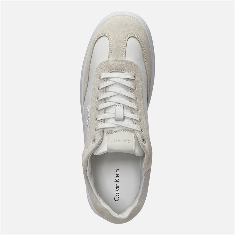 Calvin Klein Womens Leather Low Profile Trainers White/Dark Ecru White/Dk Ecru - Image 4
