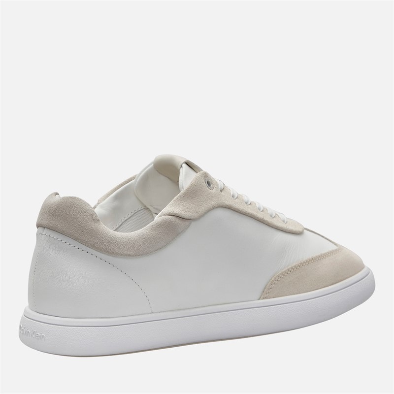 Calvin Klein Womens Leather Low Profile Trainers White/Dark Ecru White/Dk Ecru - Image 5