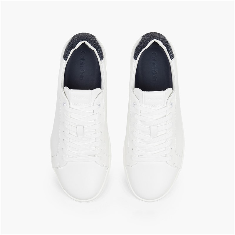 Calvin Klein Mens Low Top Lace Up Trainers White/Calvin Navy - Image 4