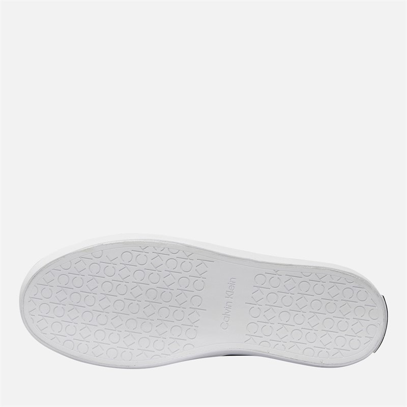 Calvin Klein Womens Leather Lace Up Trainers Black/White - Image 3