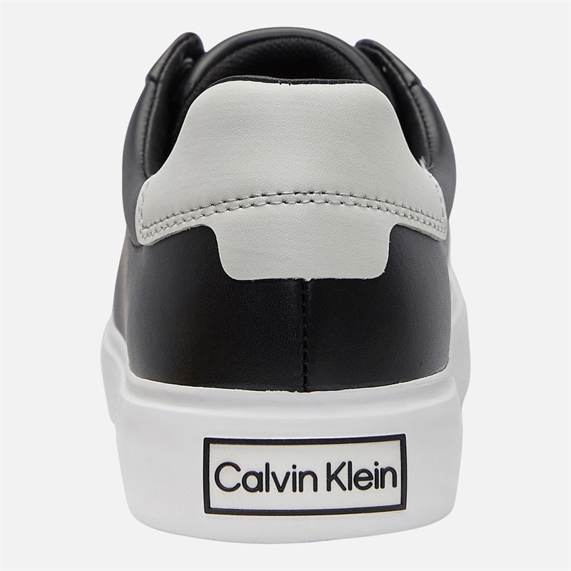 Calvin Klein Womens Leather Lace Up Trainers Black/White - Image 4
