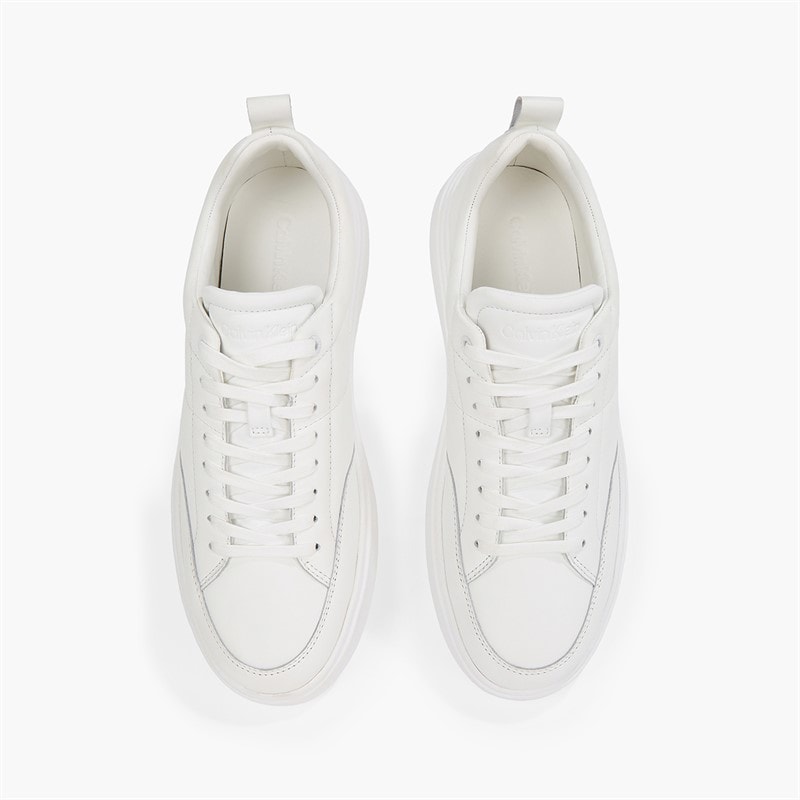 Calvin Klein Mens Low Top Lace Up Trainers Triple White - Image 4