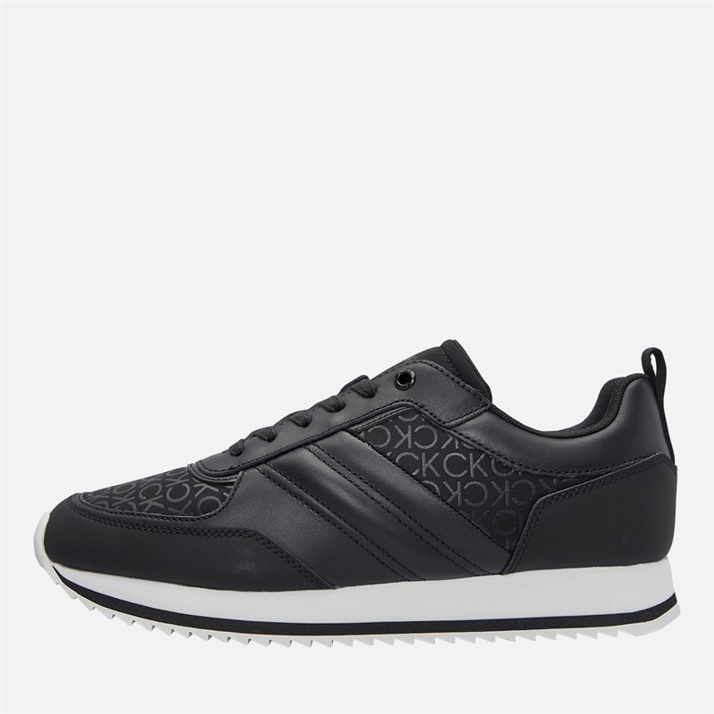 Calvin Klein Mens Retro Runner Trainers Black Mono