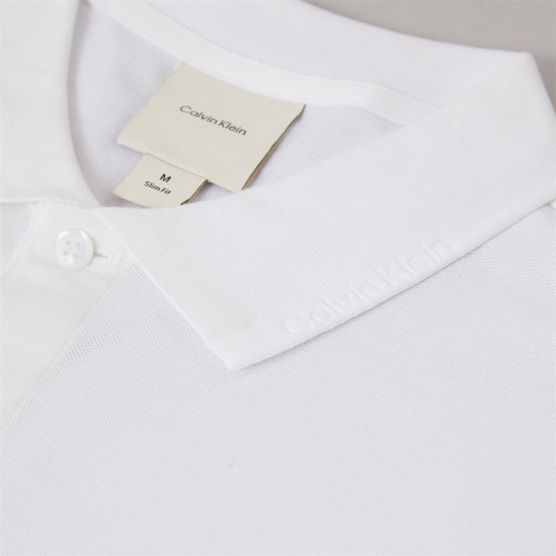 Calvin Klein Mens Thermo Tech Pique Polo Shirt Bright White - Image 3