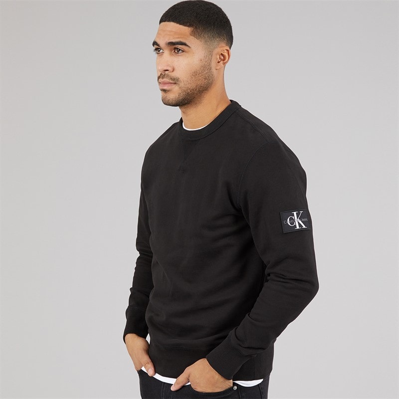 Calvin Klein Mens Badge Crew Neck Sweatshirt Ck Black
