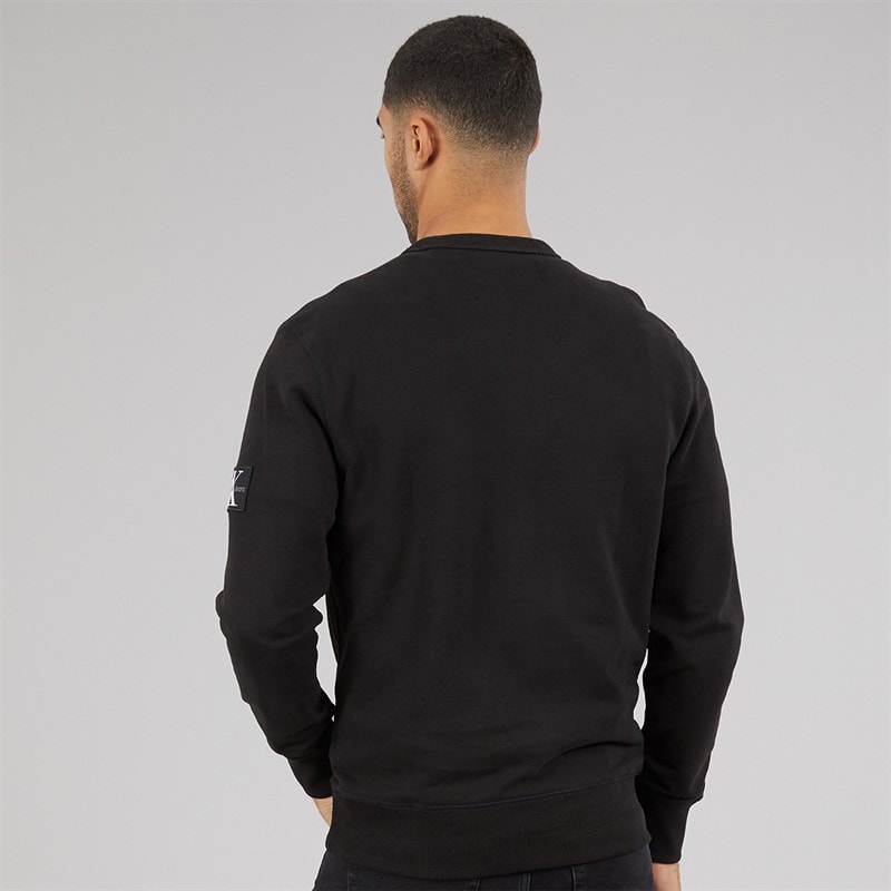Calvin Klein Mens Badge Crew Neck Sweatshirt Ck Black - Image 2