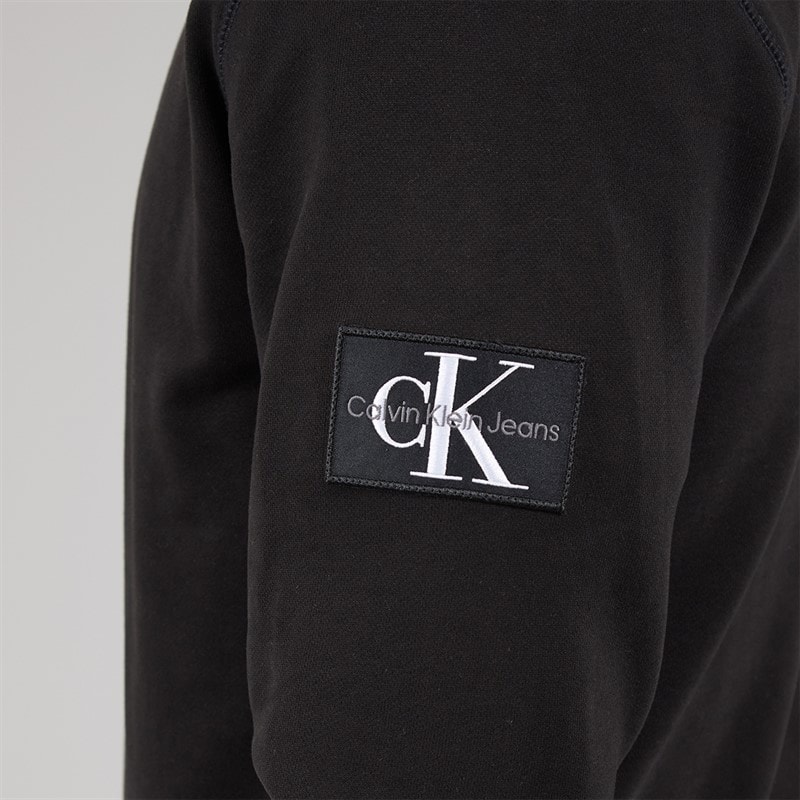 Calvin Klein Mens Badge Crew Neck Sweatshirt Ck Black - Image 3