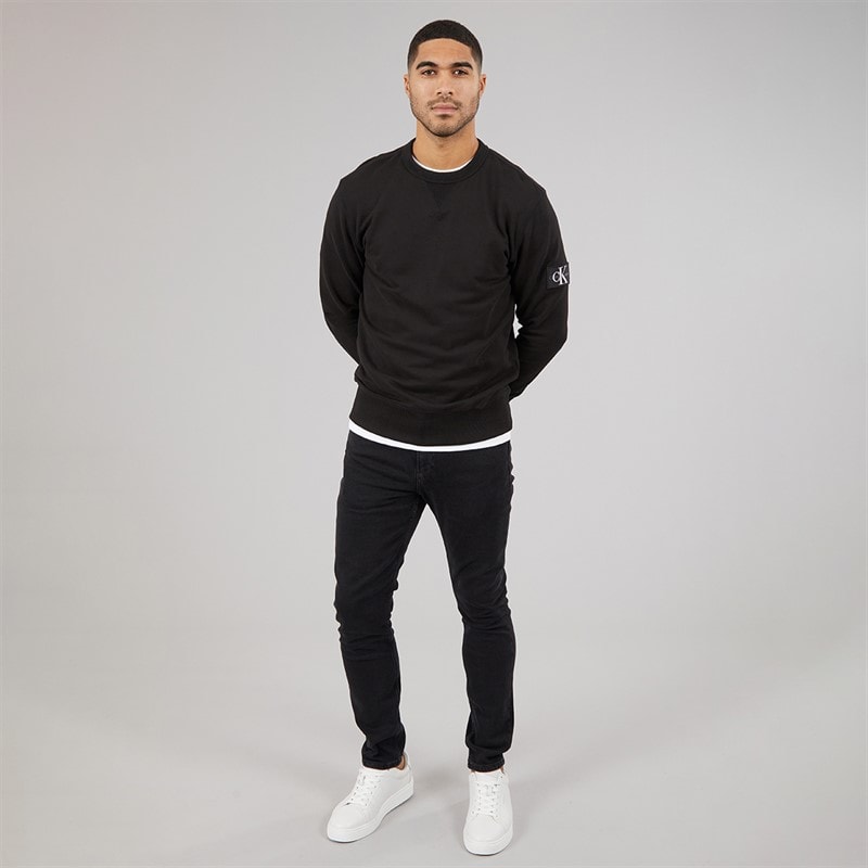Calvin Klein Mens Badge Crew Neck Sweatshirt Ck Black - Image 4