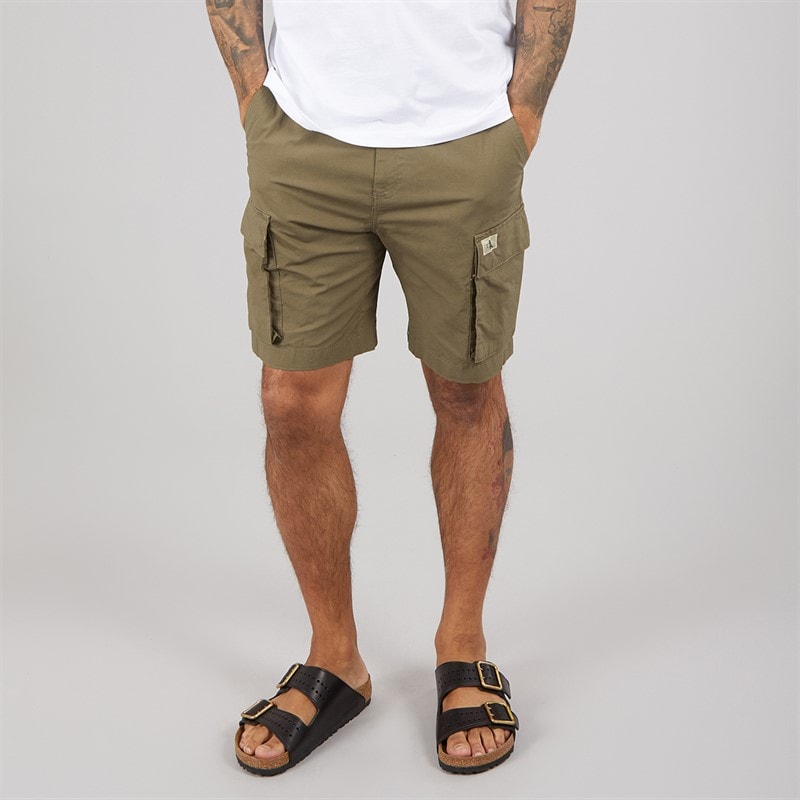 Calvin Klein Mens Washed Cargo Shorts Stone Gray