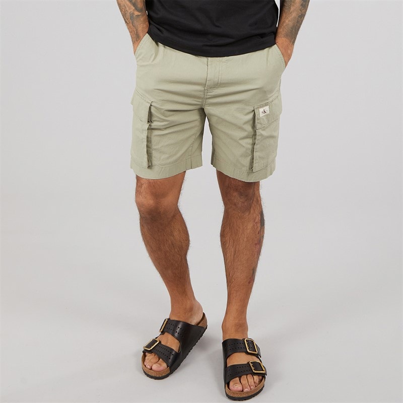 Calvin Klein Mens Washed Cargo Shorts Laurel Oak