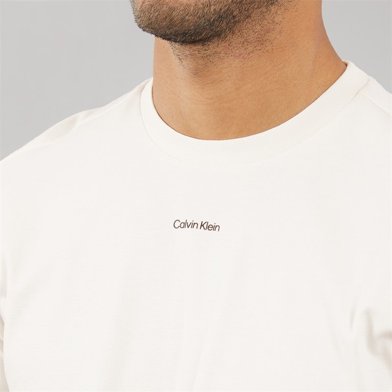 Calvin Klein Mens Nano Logo Interlock T-Shirt Tofu - Image 3