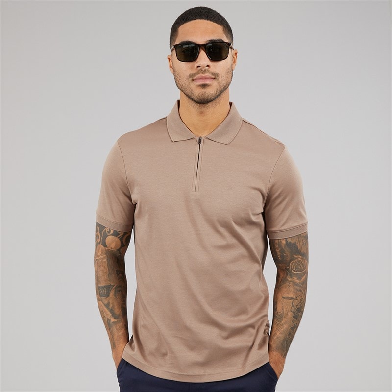 Calvin Klein Mens Liquid Touch Welt Polo Shirt Fossil