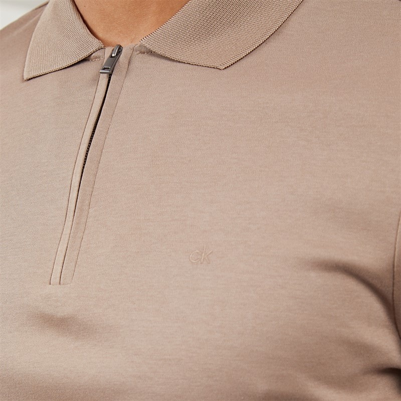 Calvin Klein Mens Liquid Touch Welt Polo Shirt Fossil - Image 3