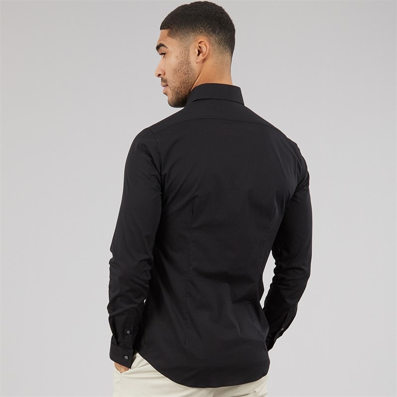 Calvin Klein Mens Poplin Stretch Slim Shirt Black - Image 2