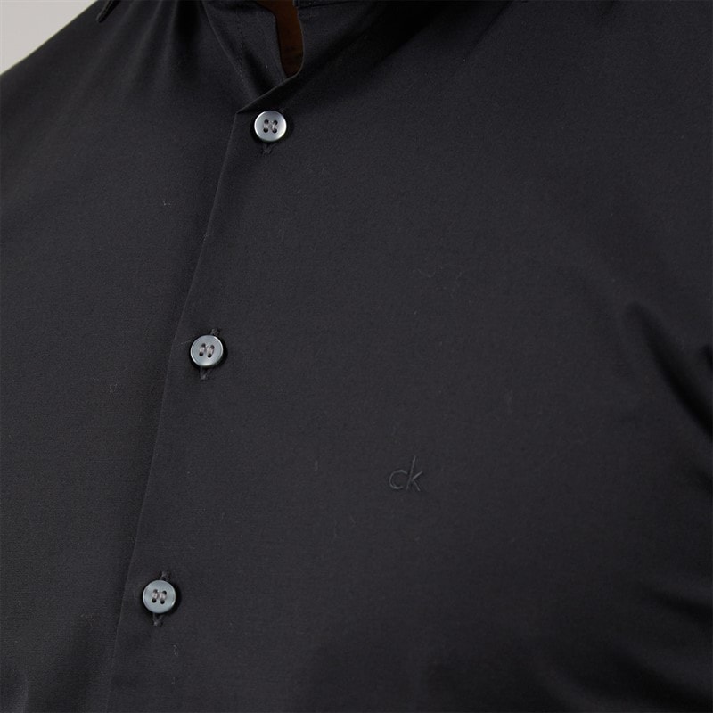 Calvin Klein Mens Poplin Stretch Slim Shirt Black - Image 3