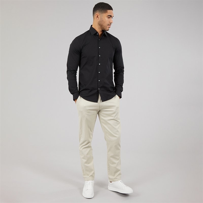 Calvin Klein Mens Poplin Stretch Slim Shirt Black - Image 4