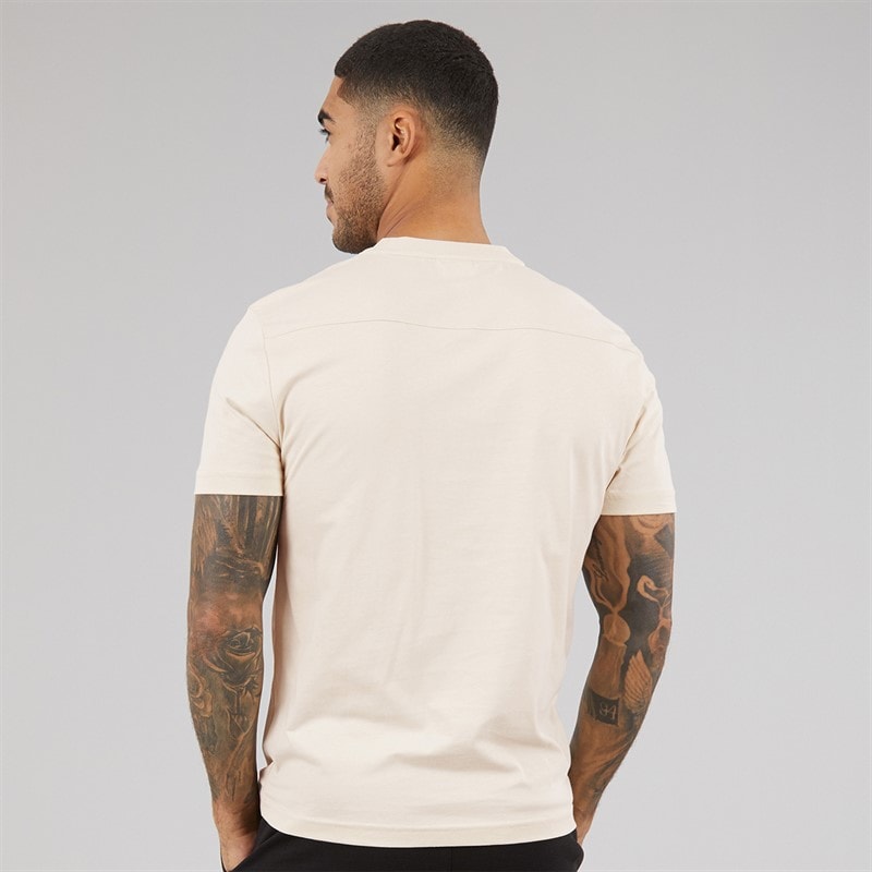 Calvin Klein Mens Textured Embroidery T-Shirt Oatmeal - Image 2