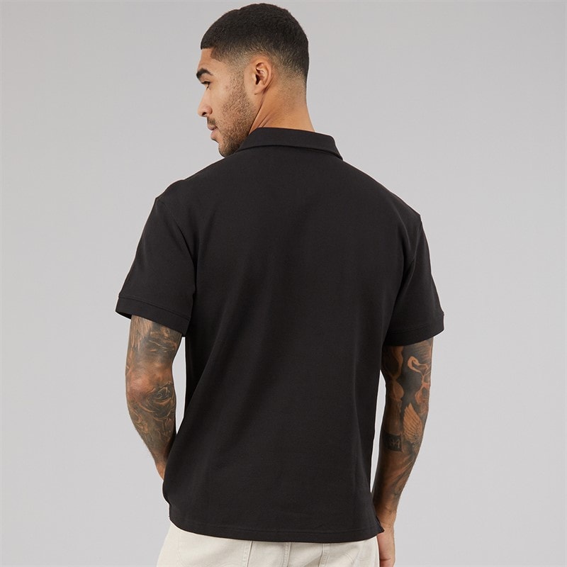 Calvin Klein Mens Woven Label Polo Shirt Ck Black - Image 2