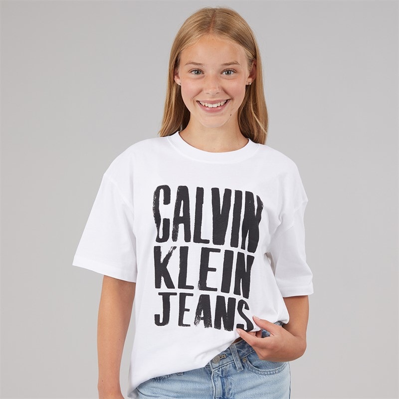 Calvin Klein Girls Bold CKJ Logo T-Shirt Bright White - Image 1