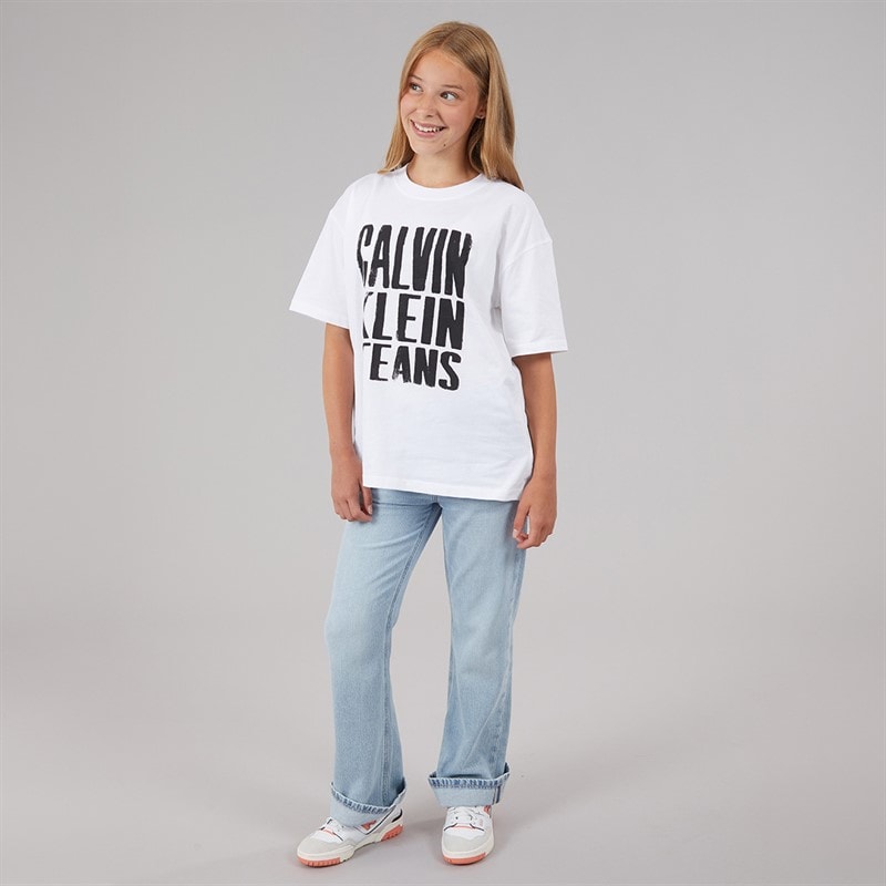 Calvin Klein Girls Bold CKJ Logo T-Shirt Bright White - Image 3