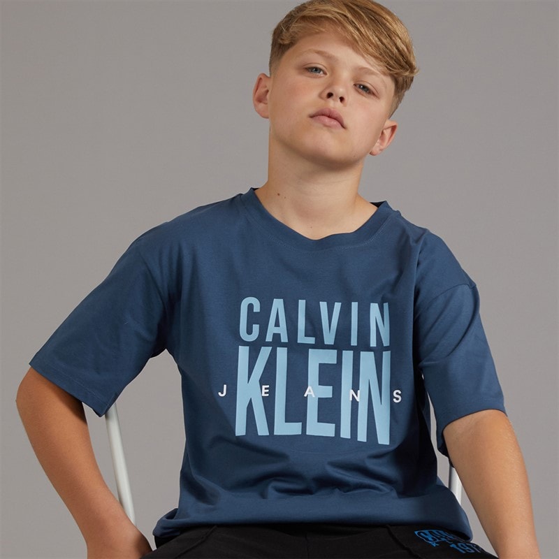 Calvin Klein Boys Bold CKJ Graphic T-Shirt Oceana - Image 1