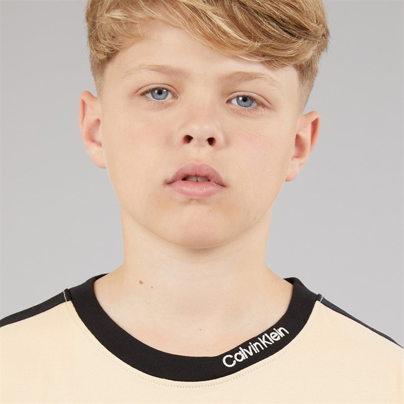 Calvin Klein Boys Embro Tape T-Shirt Oyster Gray - Image 3
