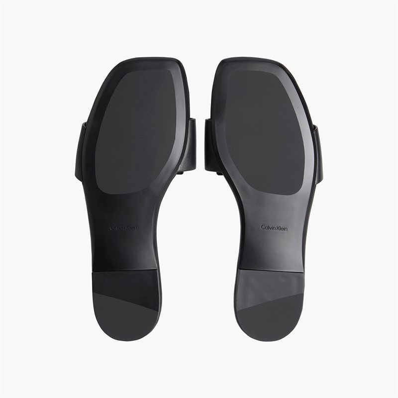 Calvin Klein Womens Provence Leather Square Toe Flat Sandals Triple Black - Image 3