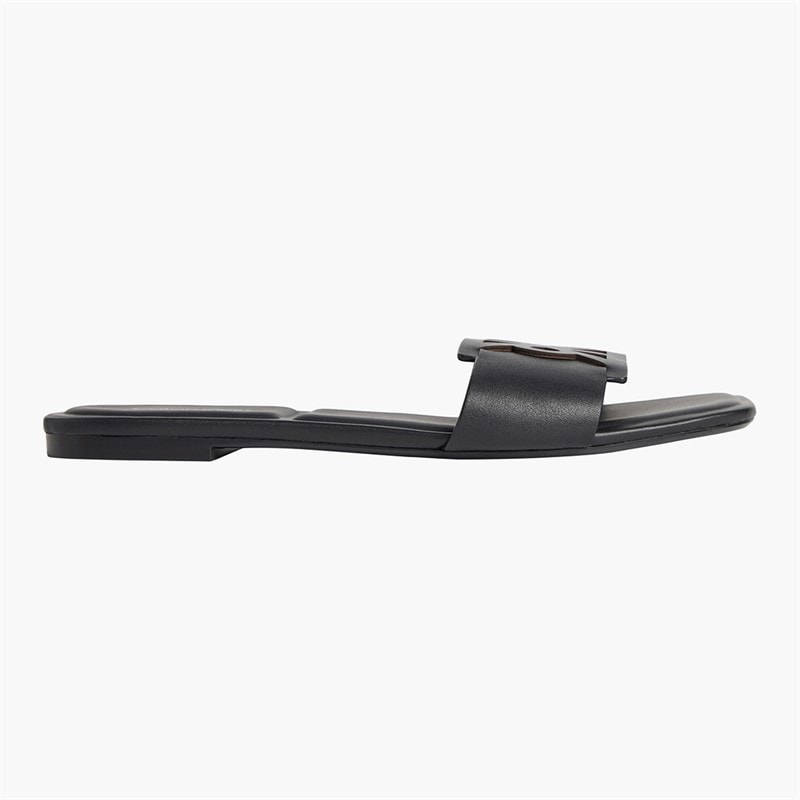 Calvin Klein Womens Provence Leather Square Toe Flat Sandals Triple Black - Image 5