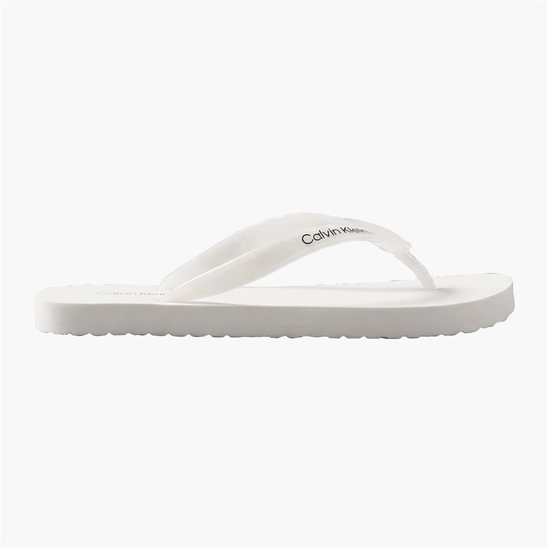 Calvin Klein Womens Arwa Metallic Pearlised Flip Flops Bright White - Image 4