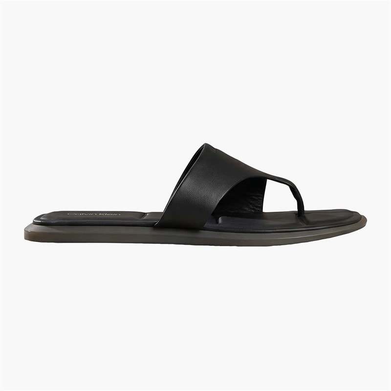 Calvin Klein Womens Carla Leather Square Toe Flip Flops Triple Black - Image 4
