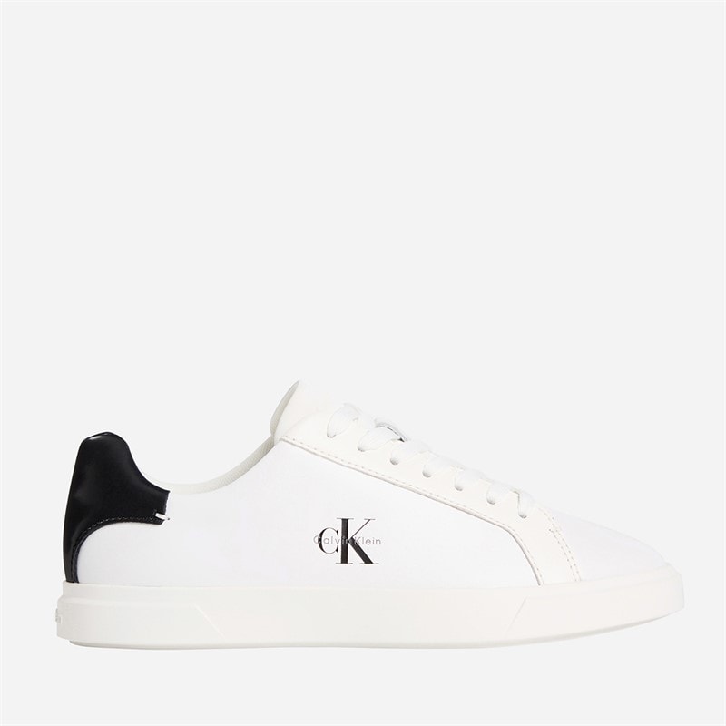 Calvin Klein Womens Brooke Leather Signature Logo Trainers Bright White/Black - Image 2