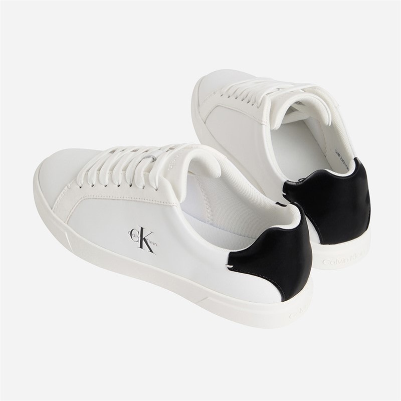 Calvin Klein Womens Brooke Leather Signature Logo Trainers Bright White/Black - Image 4