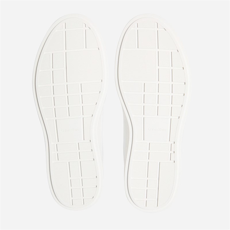 Calvin Klein Womens Brooke Leather Signature Logo Trainers Bright White/Black - Image 5