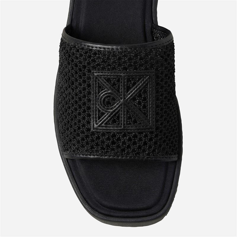 Calvin Klein Womens Amelia Mesh Platform Sliders Triple Black - Image 5