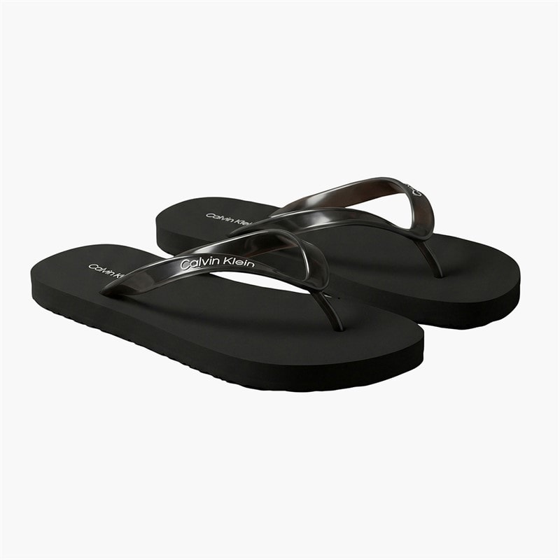 Calvin Klein Womens Arwa Metallic Pearlised Flip Flops Triple Black - Image 2